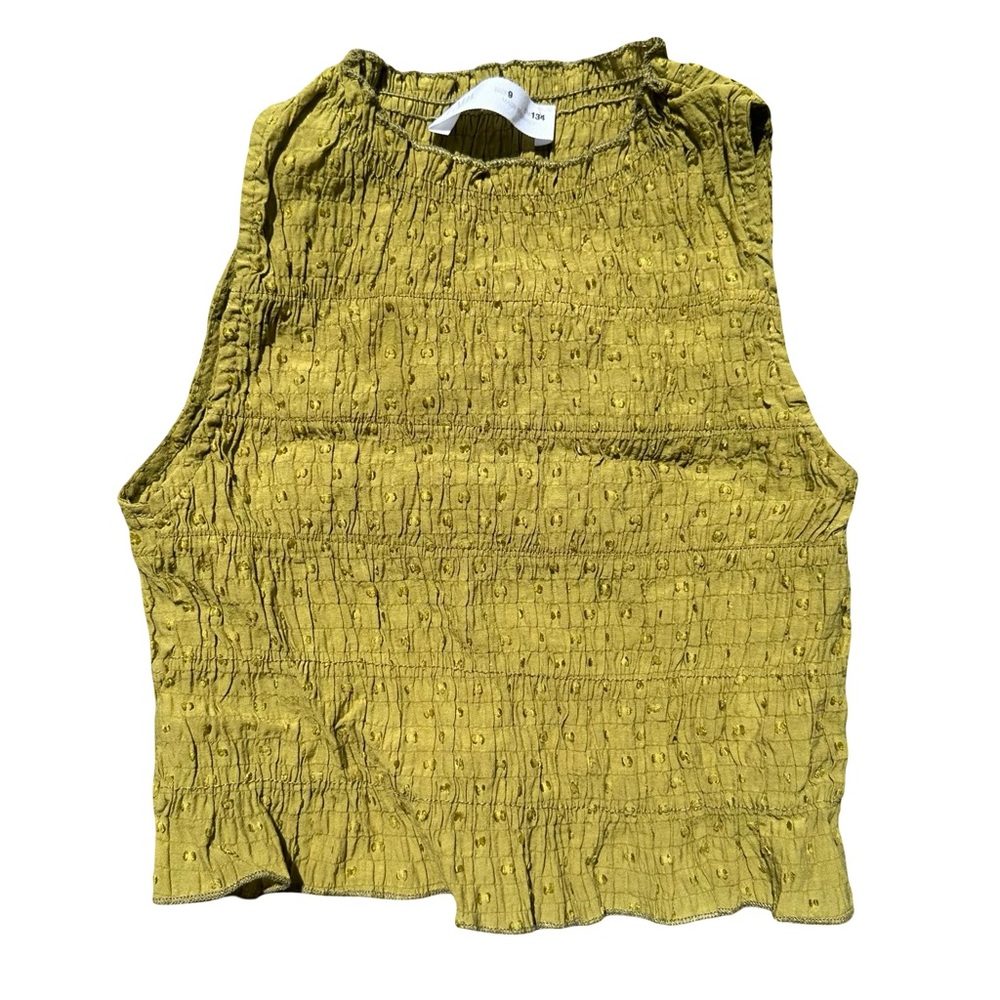 Zara Kids Shirred Tank Top Olive Green Size 9